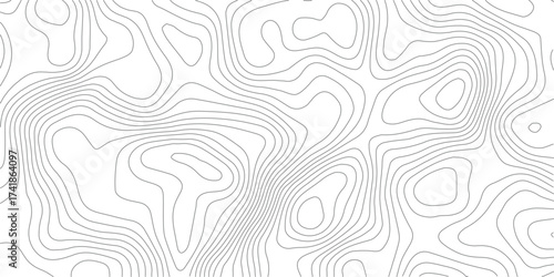 The black grey on white contours vector topography stylized height of the lines. The concept of a conditional geography scheme and the terrain path. Ultra wide. Map vector terrain Illustration. 