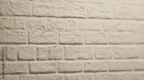 Symmetrical Brick Wall Texture in High Resolution: Intricate Details on Soft Blurred Neutral Background