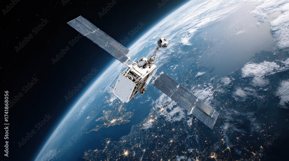 Fototapeta premium Satellite orbiting earth