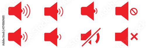 Vector speaker icon, loudspeaker volume symbol, audio sound waves sign, media button illustration, isolated flat black silhouette, volume control graphic element for web and app interface