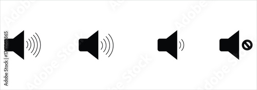 Sound Icon, Speaker icon set. volume icon vector. Sound icon, volume symbol, speaker sign, audio control set.