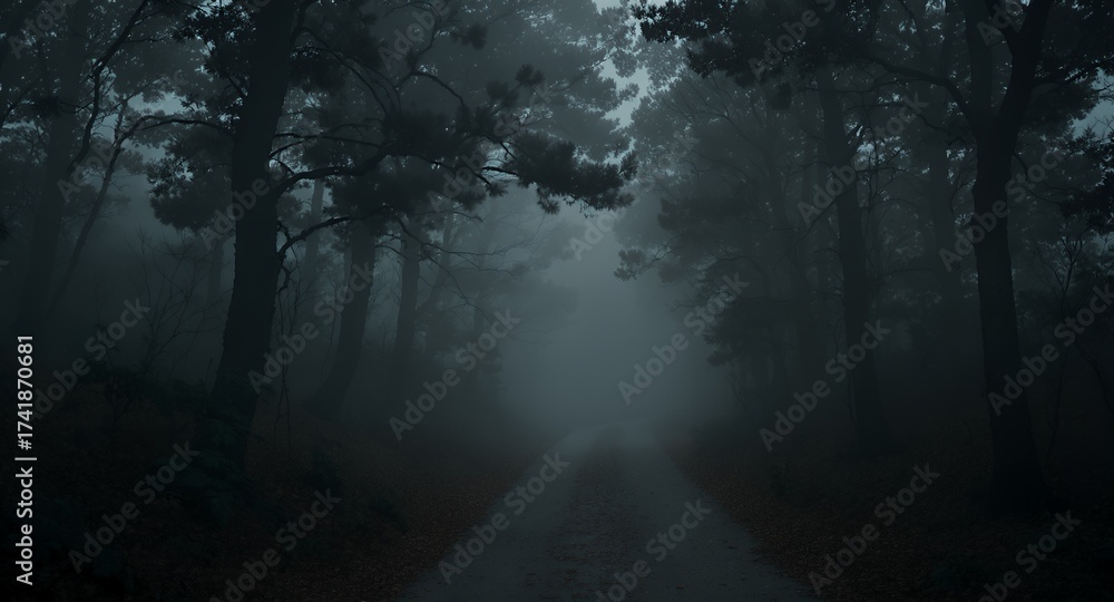 Fototapeta premium Mysterious Foggy Forest Path