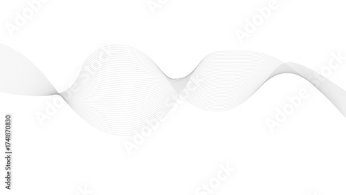 Abstract black wave lines on white background. Dynamic wave pattern modern, Abstract flowing wave lines. Design element for technology, science.