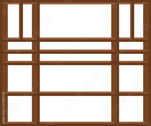 3d brown Floating shelves on a white wall background	