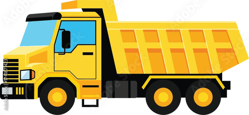 Yellow dump truck vector illustration construction vehicle design editable vector