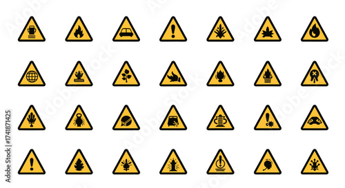 Stay Safe with these Essential Hazard Warning Signs - Comprehensive Collection for Industrial, Workplace, and Public Safety Awareness, Promotes Risk Prevention