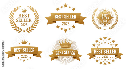 Celebrate 2025 with these stunning best seller emblem designs featuring crowns, stars, and laurel wreaths that add a touch of class and sophistication