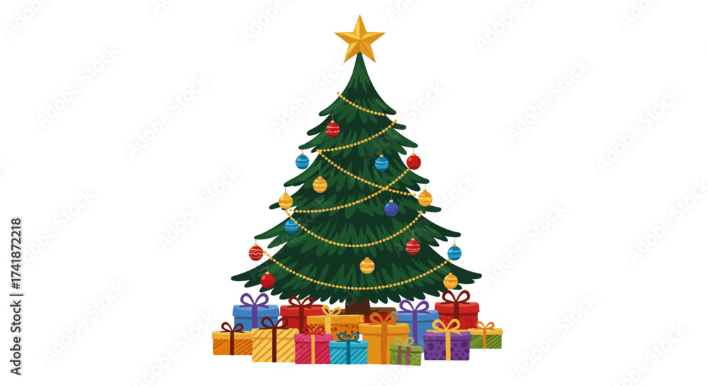 Obraz premium christmas tree with gifts white transparant