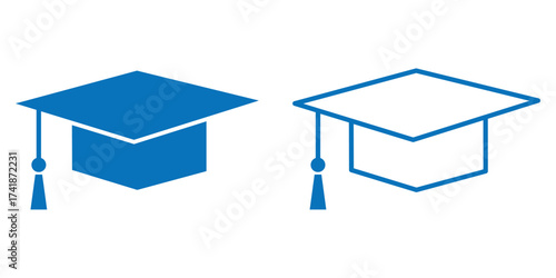 graduation cap icon set, university or college graduation hat icon, student graduation cap. education, student, achievement symbol.
