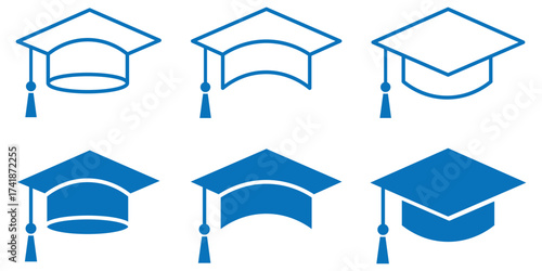 graduation cap icon set, university or college graduation hat icon, student graduation cap. education, student, achievement symbol.