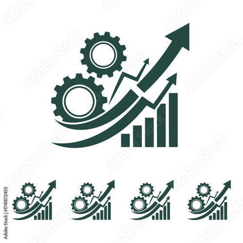 Abstract mechanical gears logo concept for industrial and technological businesses