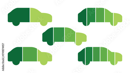 Green segmented car parts infographic for automotive business, transport stages, and logistics workflow