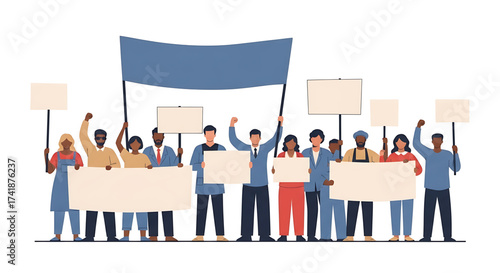 Unity and Worker Rights – Abstract Illustration of Peaceful Protest and Social Justice