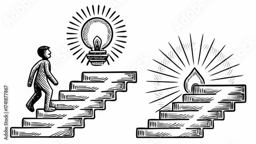 Achieve your goals, climb the ladder toward success, and pursue innovative ideas, sketch style design