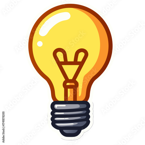 Illustration of lightbulb idea bulb light innovation bright creativity inspiration solution lamp invention vector sticker icon