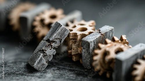 A broken axis of rotating levers points to failed project management models lacking coordination, accountability, or stakeholder alignment.