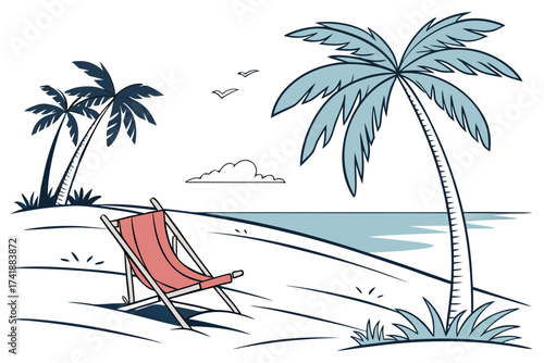 vector illustration of a beach