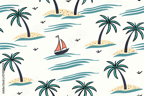 vector illustration of a tropical beach