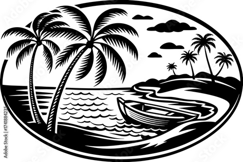 Tropical beach with palm trees