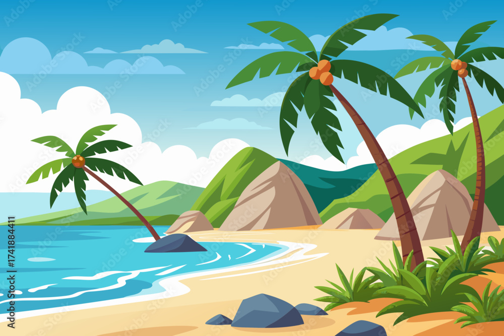Fototapeta premium tropical beach with palm trees