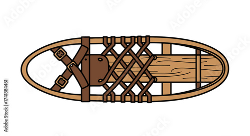 Traditional Wooden Snowshoe for Winter Outdoor Activities.