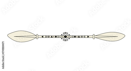 Stylized Kayak Paddle with Decorative Centerpiece.