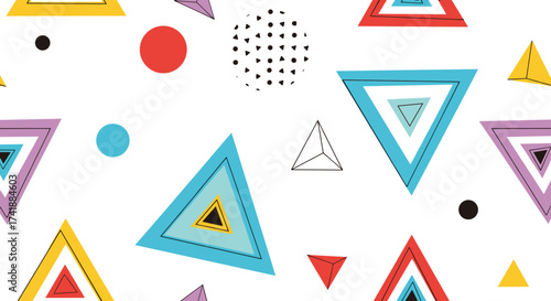 An abstract pattern with geometric shapes and vibrant colors.