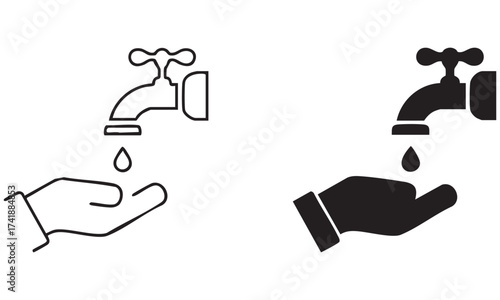 Washing hands icon water drop in hand icon vector illustration