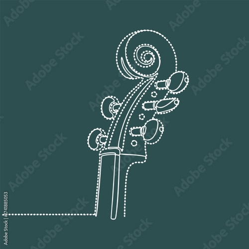 Close-up of a guitar headstock with tuning pegs and strings, highlighting musical instrument details and craftsmanship