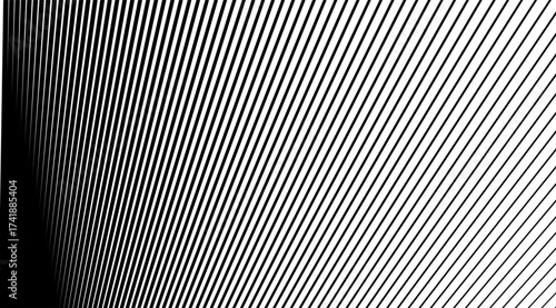 A captivating black and white abstract pattern showcases dynamically angled lines creating a striking contrast, offering a bold and modern visual that is both simple and intricate