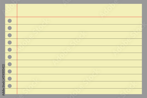 Realistic rule paper page of notebook. School sheet with lines and grid. Notepad for mathematics and letter and blank notepaper isolated on gray background eps10 art design lines, grid page notebook