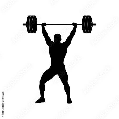 Silhouette icon vector design of a weightlifter lifting barbell
