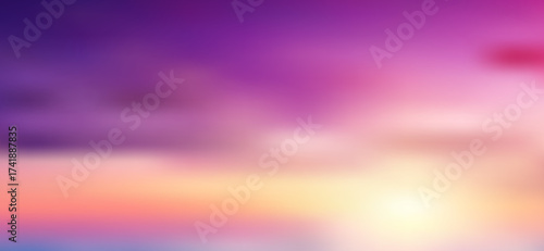 A soft, dreamy gradient merges violet, pink, and radiant yellow hues, creating a serene and captivating visual landscape with subtle blurred shapes evoking a sense of ethereal calm