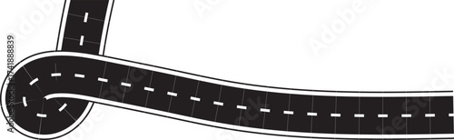 Winding road or highway vector illustration. isolated on a transparent background. vector curved road with white lines