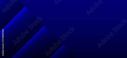 Deep blue abstract background features sleek angular shapes with subtle gradations, creating a sense of depth and modern dynamism, ideal for technology and corporate designs