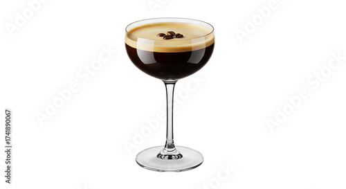 Espresso Martini Cocktail in Glass on White Background