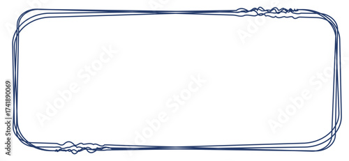 This image features a blue, hand-drawn-style frame with slightly rounded corners, showcasing a playful touch with small, wavy lines adorning the edges on an isolated white backdrop