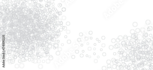Subtle gray circles cascade across a crisp white background, creating a minimalist and modern abstract pattern with a gentle, flowing feel and soft, ethereal texture