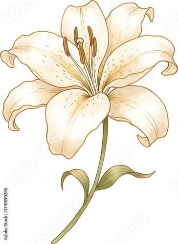 Vector Elegant Lily Bloom Illustration