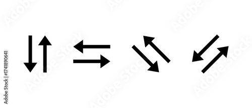 Swap vertical and horizontal arrow icon. Diagonal arrows symbol. Double sign navigation illustration