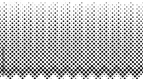 Halftone pattern creates a seamless transition from dense black circles at the bottom to sparse dots on the white background, offering a versatile design element for various creative applications