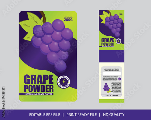 Vector Plum, Raisin or Candy Packet Packaging, Minimal Design and Illustration.