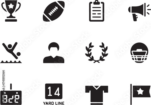 Exciting football icons celebrating game day victory