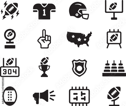 Exciting football icons celebrate the big game day