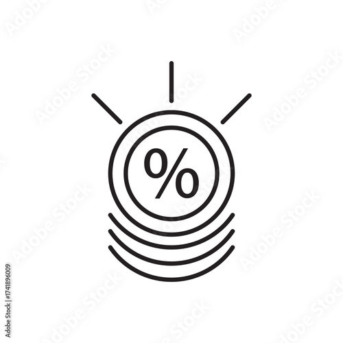 Interest rate symbol icon represents finance, savings, loans, credit, and investment returns. Perfect for banking, percentage calculations, economic analysis, and financial growth strategies.