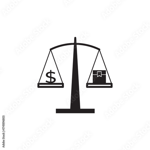 Discover balance between product value and pricing with this scale icon. Ideal for business, ecommerce, finance, and marketing concepts representing cost vs worth in trade decisions.