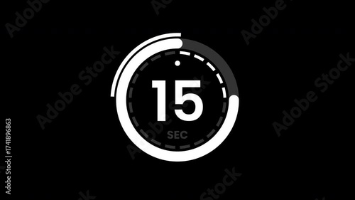 20 second timer simple countdown animated with circle on black background, countdown time 20 to 0.