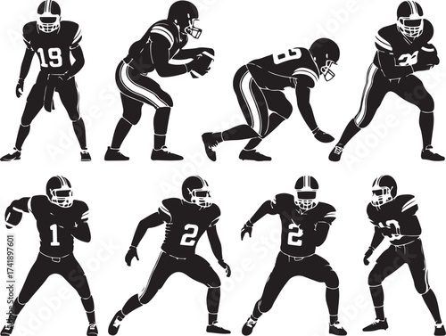 Dynamic football players in action silhouettes design