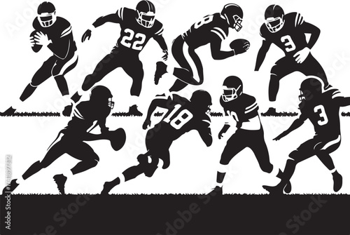 Dynamic football players in action ready for victory