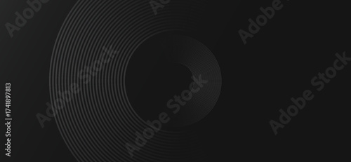 Elegant dark grey backdrop with concentric circles showcases a minimalist aesthetic, creating a subtle yet sophisticated depth and motion with its radiating linear pattern
